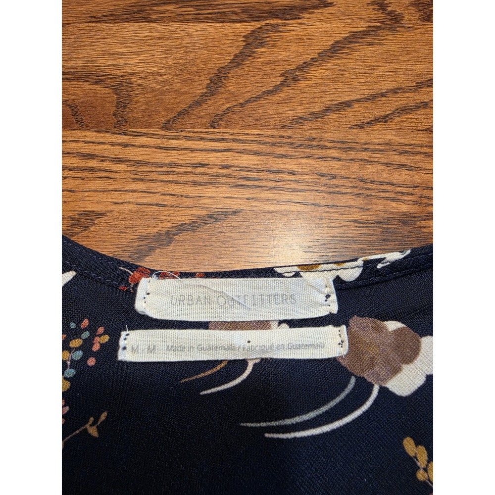Urban Outfitters Lindsey Floral Maxi Dress Womens Size Medium Navy Blue 90's - Picture 4 of 8